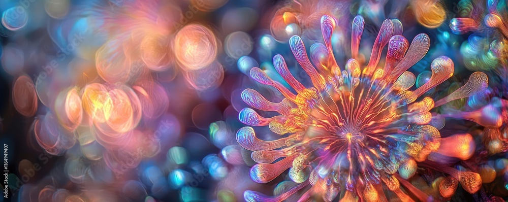 Aufkleber fireworks abstract background concept. vibrant abstract representation of microorganisms with colorf