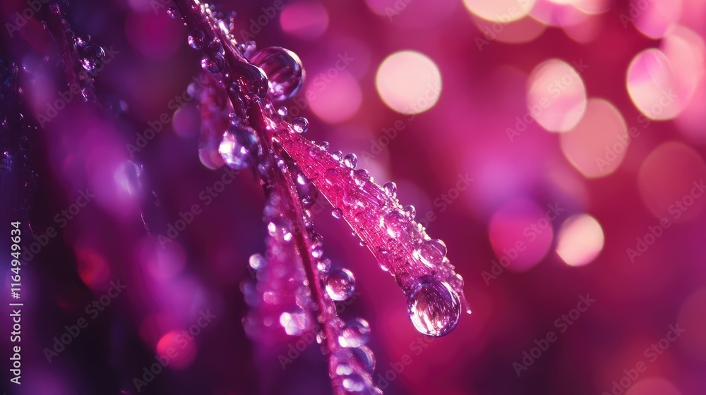 Poster vibrant purple bokeh with waterdrops creating a dreamy background effect for artistic and creative p