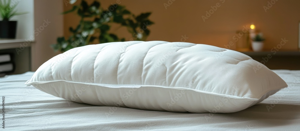 Poster elegant white pillow on a neatly arranged bed creating a serene and inviting atmosphere for home dec