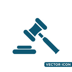 Simple Hammer Law Icon Design Template