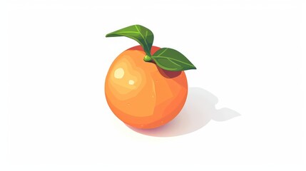 A stylized orange with leaves on a white background, emphasizing freshness and simplicity.