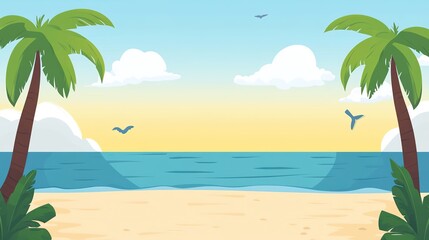 Serene Sea and Beach Background: A Tranquil Coastal Scene for Relaxation and Inspiration.