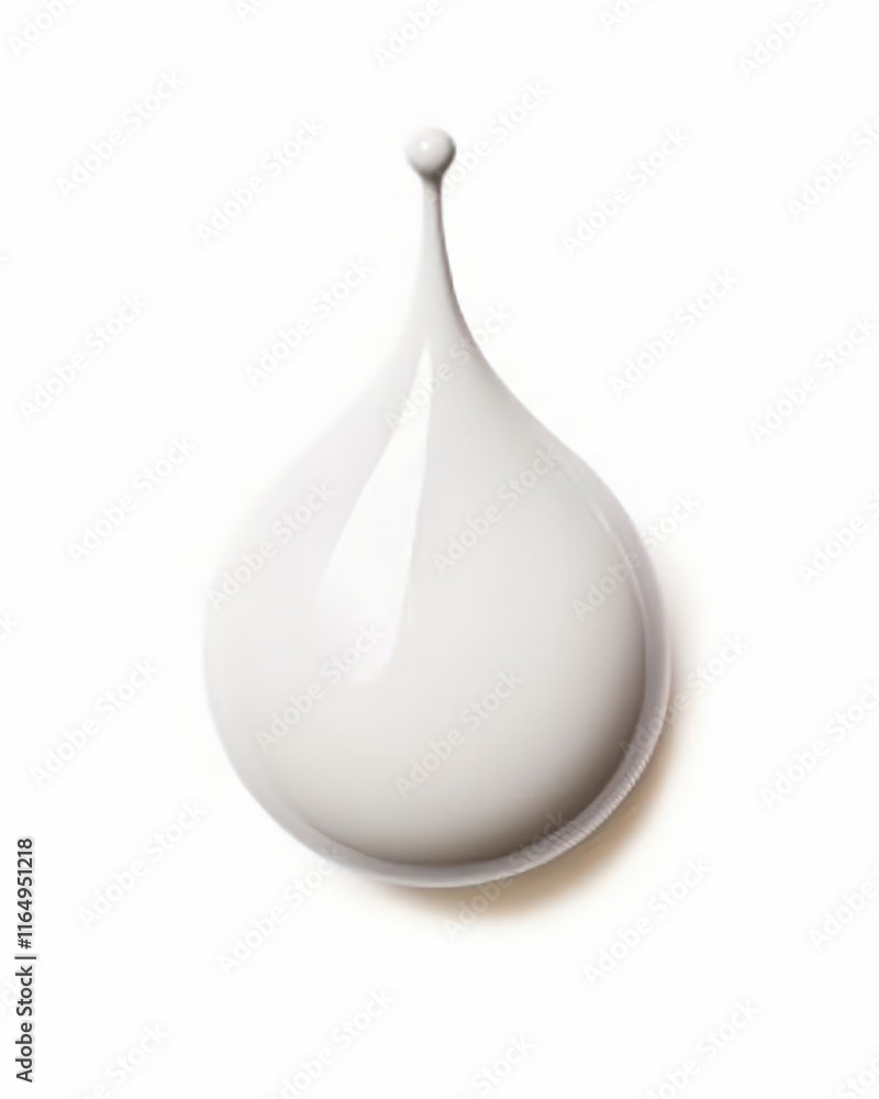Poster isolated white milk drop on plain background with glare and reflection creating a clean and minimali