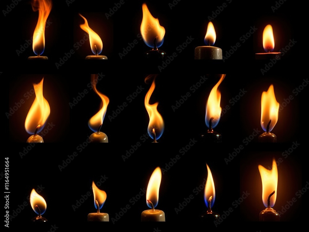 Poster mesmerizing collection of candle flames in various forms and movements displaying unique shapes and 