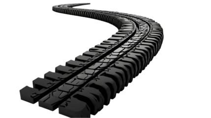 Black Tire Track Isolated on Transparent Background