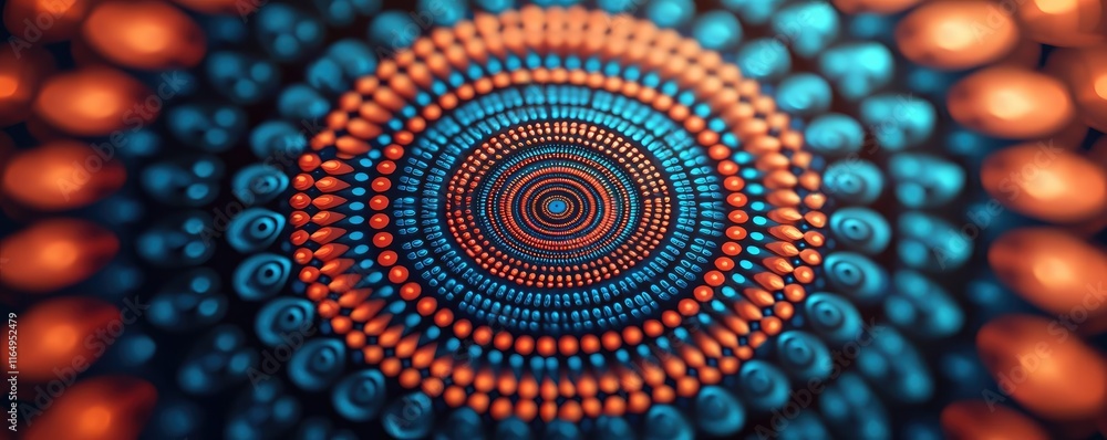 Poster circles abstract background idea. colorful abstract circular pattern with vibrant blue and orange sp