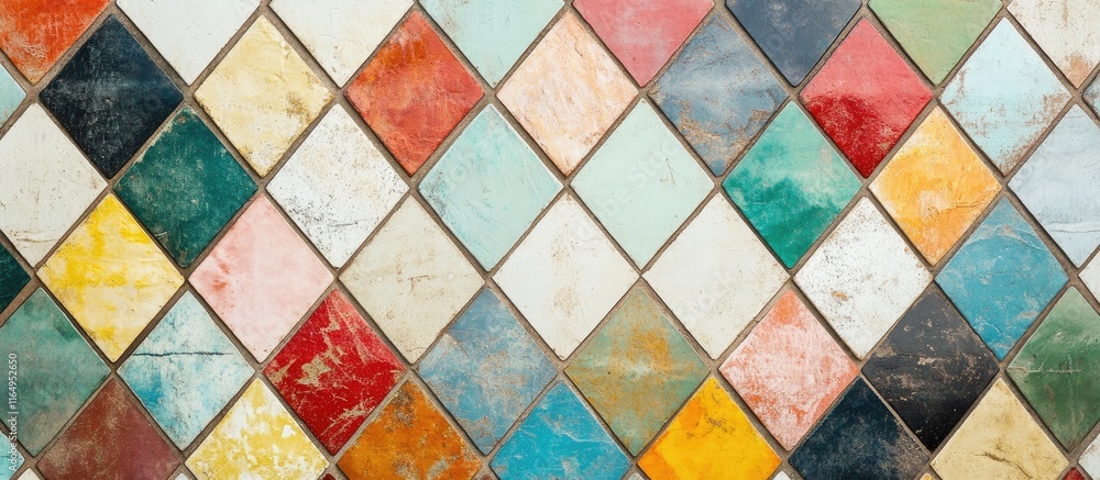 Poster colorful geometric tile pattern background ideal for contemporary design projects and artistic appli