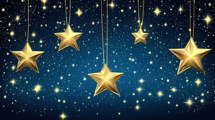 Starry Night Sky Design with Twinkling Lights and Golden Accents Background. A Captivating and Luxurious Aesthetic for Creative Projects.