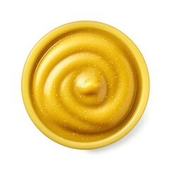 Aerial View of Creamy Mustard Sauce in a Yellow Bowl Perfect for Culinary Use and Food Photography