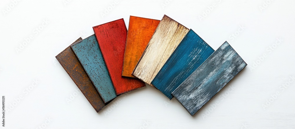 Poster color palette samples arranged on a clean white background showcasing an array of shades and tones f