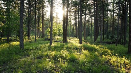Fototapeta premium Controlled Burns in Forests Enhancing Herbaceous Growth and Light Penetration Through Canopy