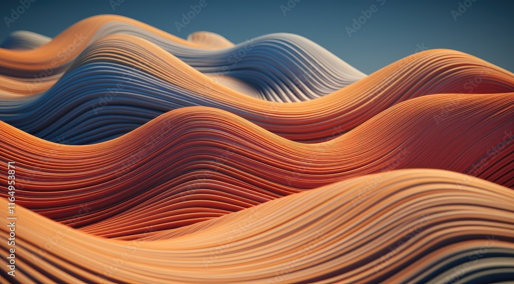 Poster abstract representation of flowing waves in vibrant colors and smooth curves.