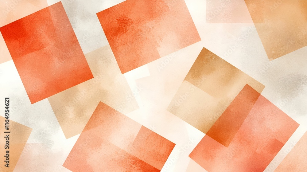 Poster rustic boho watercolor backdrop concept. abstract orange and beige shapes overlapping on a soft back