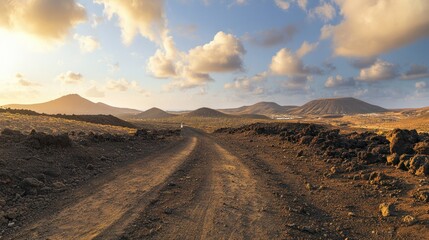 Volcanic Landscape Sunset Road