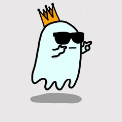 Ghost with glasses and crown