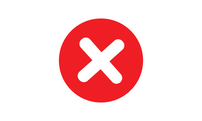 Red check mark and wrong buttons icon, cross X mark icon. Vector illustration
