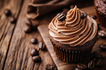 A stunning view of a coffee-flavoured cupcake. (Generative AI)