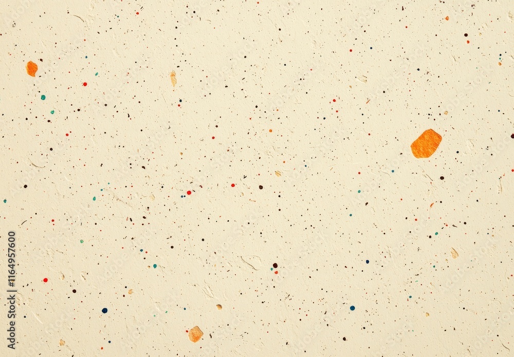 Poster beige speckled background texture with colorful flecks.