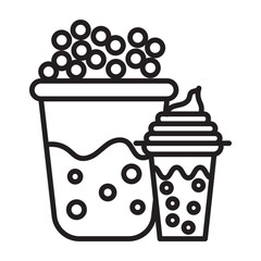Boba or bubble tea drink icon. Bubble milk tea icon pack on white background