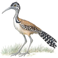 Detailed illustration of a  Painted Buttonquail (Turnix varia) standing in grass.