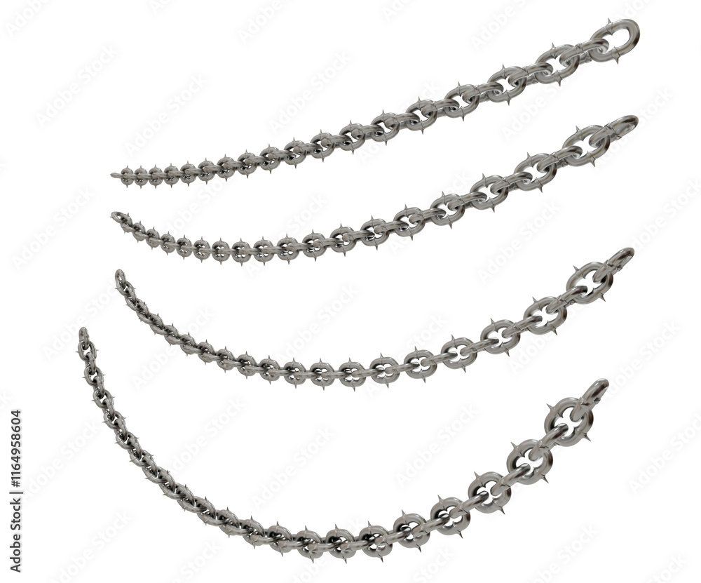 Poster industrial hardware: a collection of industrial-grade chains with sharp points, suitable for various
