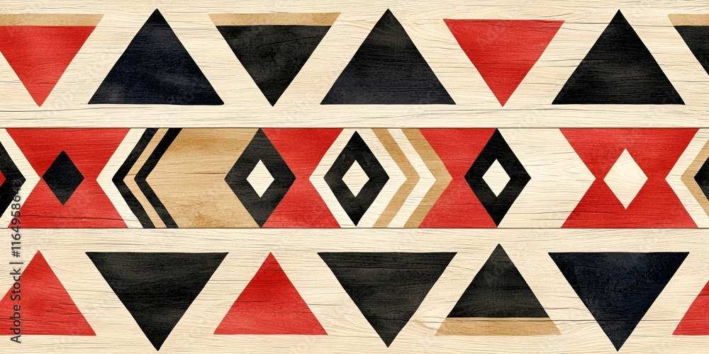 Poster rustic boho watercolor backdrop concept. colorful geometric pattern featuring triangles and diamonds
