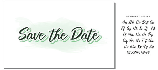 SAVE THE DATE LETTERING. WEDDING LETTERING. VECTOR BRUSH HAND LETTERING. WEDDING TYPOGRAPHY PHRASE. TYPE TEXT ART WORDS