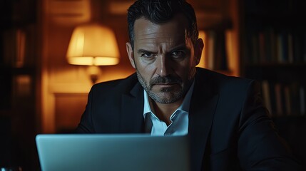 Formal Meeting Between Businessman and Dealer in Dimly Lit Room