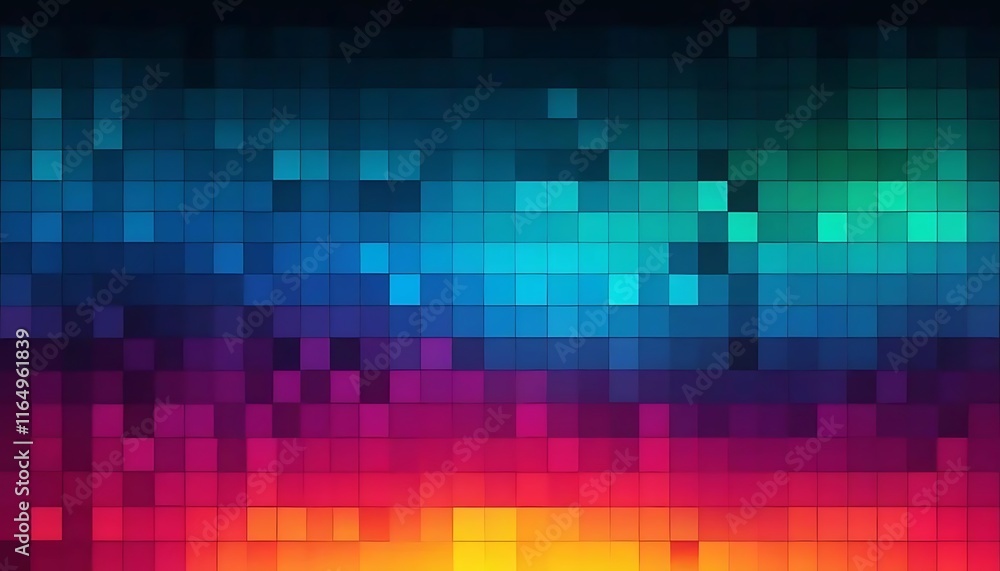 Poster Abstract Colorful Square Pixel Gradient Background
