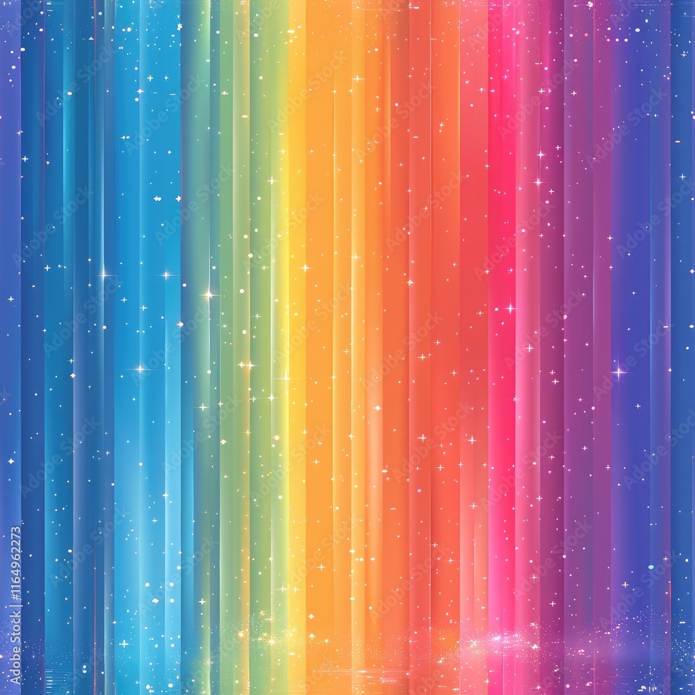 Aufkleber a vibrant gradient background with colorful stripes and sparkling effects.