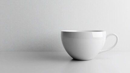 Single white cup on a white background.