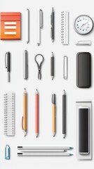 Professional Stationery Set - Realistic Office Supplies Illustration