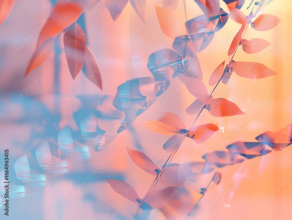 Poster abstract representation of leaves with a vibrant color gradient.