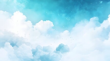 Serene Blue Sky with Fluffy White Clouds