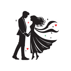 Vector Silhouette of a Romantic Couple
