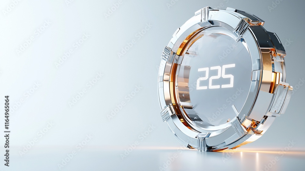 Poster Futuristic digital timer showing 225.