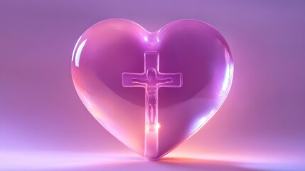 Obraz premium Glass Heart Encasing A Crucifixion Image