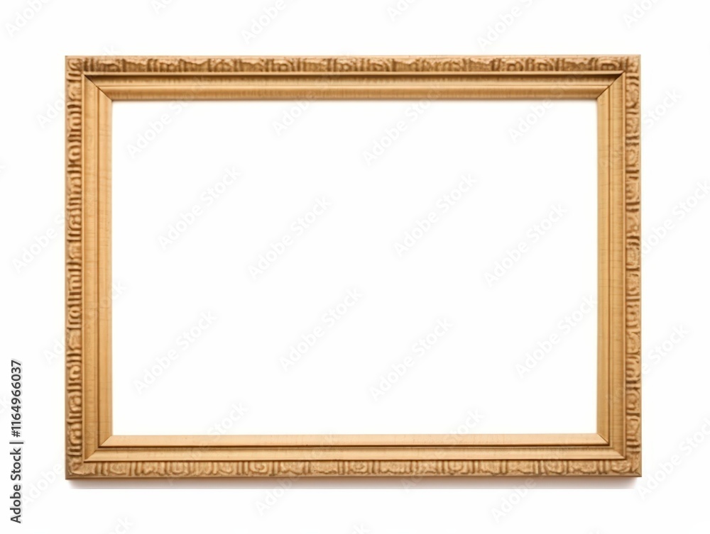 Poster elegant isolated wooden frame with intricate patterns and white background for creative artwork disp