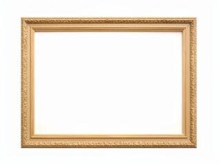 Elegant Golden Frame Isolated on White Background for Art Display or Decoration in Galleries, Homes, or Offices, Perfect for Custom Artwork Placement
