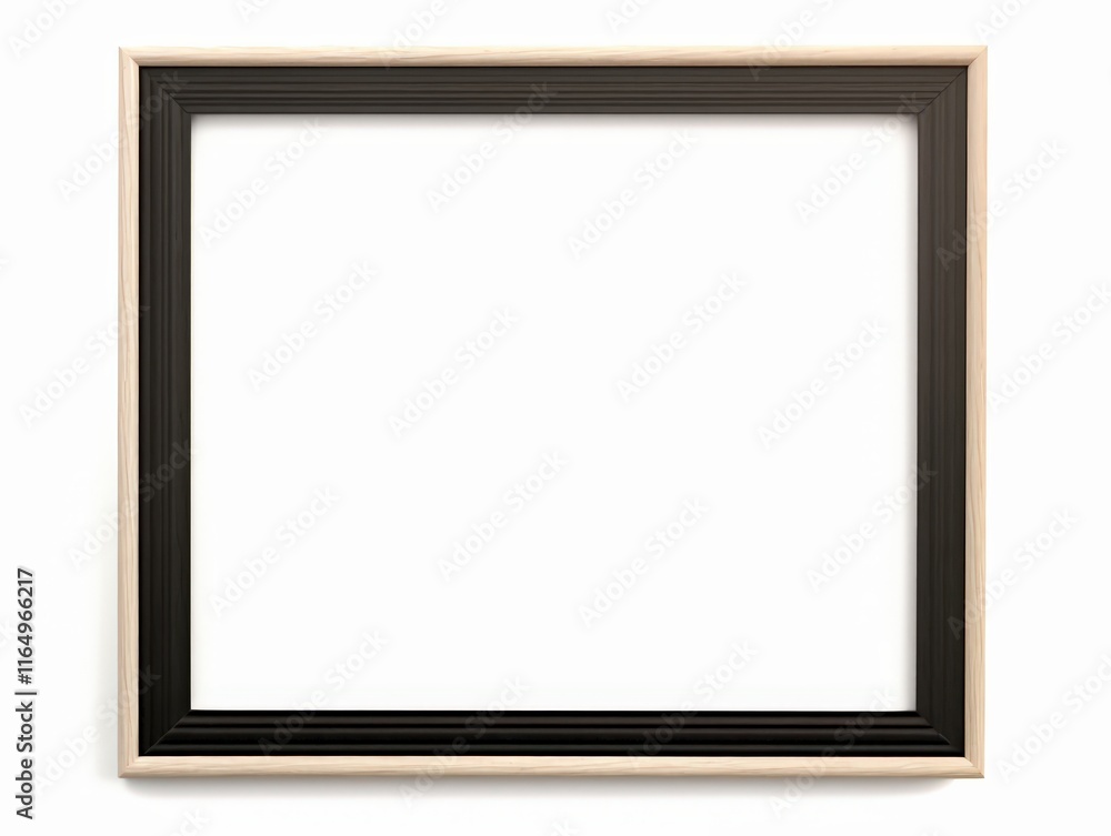 Poster isolated empty picture frame with black and white accents ready for artwork display in a minimalist 