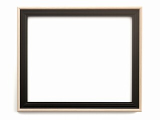 Obraz premium Isolated empty picture frame with black and white accents ready for artwork display in a minimalist and modern interior setting