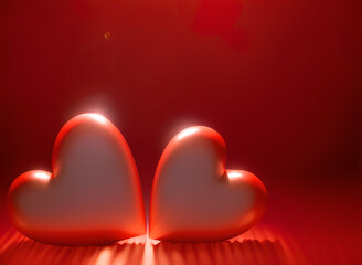 red hearts on a red background