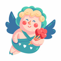 Valentine's day celebration enchanted garden illustration whimsical atmosphere playful view cupid's love concept