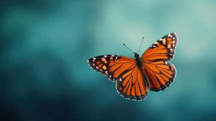 Naklejka premium Abstract representation of a butterfly emerging from a cocoon, symbolizing the transformative process of personal growth, self-improvement, and the achievement of set goals, with space for text