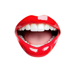 Naklejka premium Glossy Red Lips on White Background