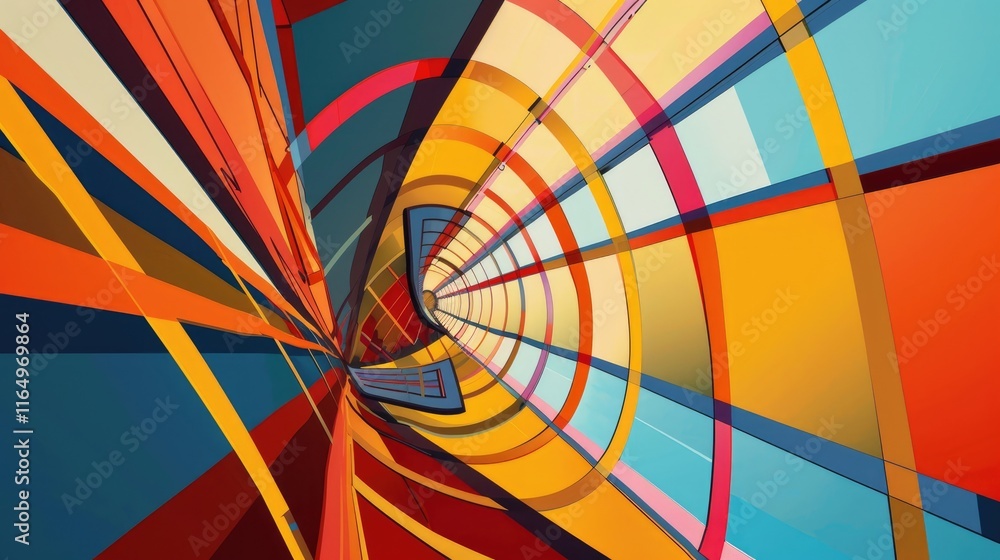 Poster a vibrant, abstract tunnel of colors creating a sense of depth and movement.