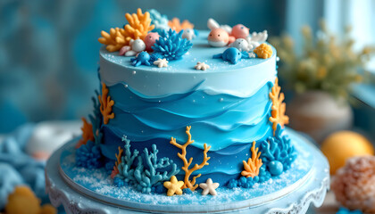 Ocean-Themed Cake: Whimsical Underwater Delight