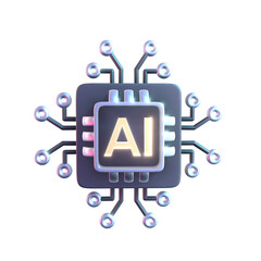 AI Artificial Intelligence Chip 3D Icon Design
