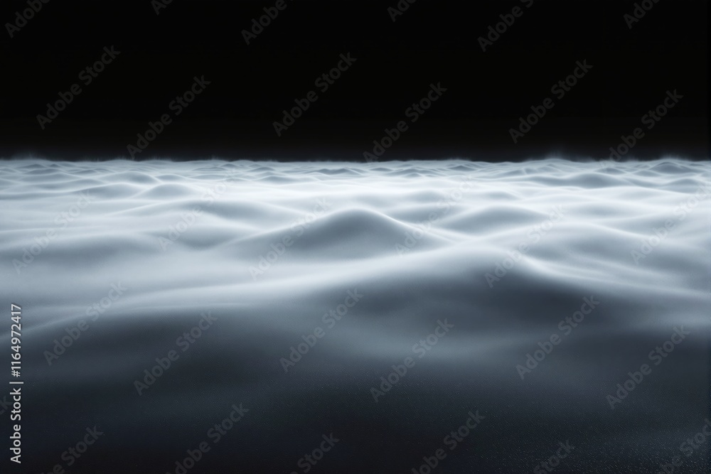 Poster abstract white waves flowing seamlessly across a dark gradient background, creating a soft and dynam
