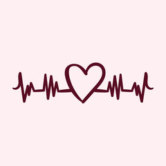 Heartbeat line hand drawing illustration with heart. Suitable for valentine's day, presentation, graphic design